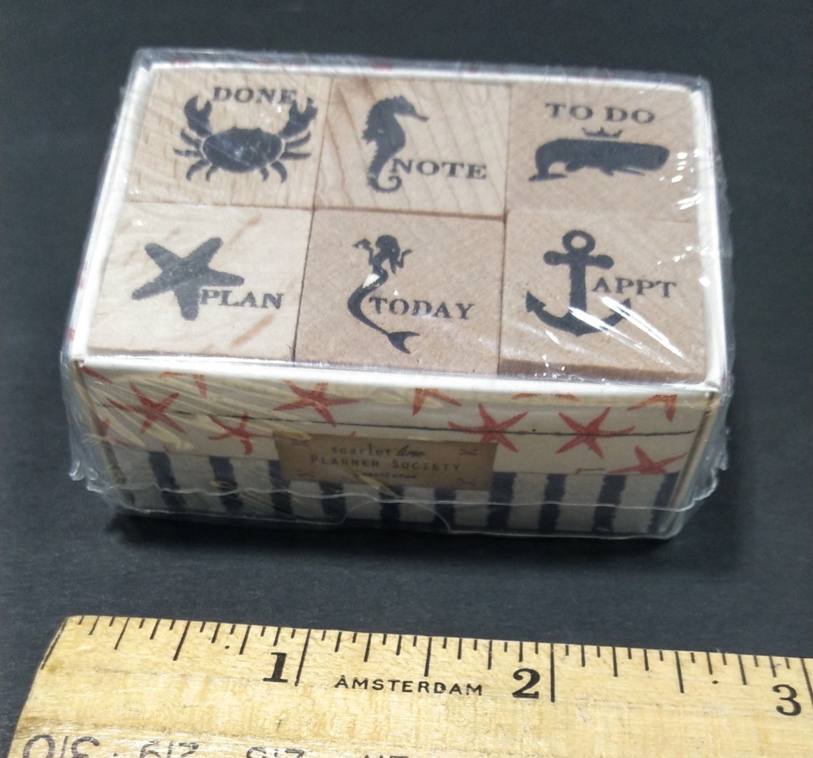 Scarlet Lime Retro Nautical Planner Scrapbook Stamps 6 Pack NIP