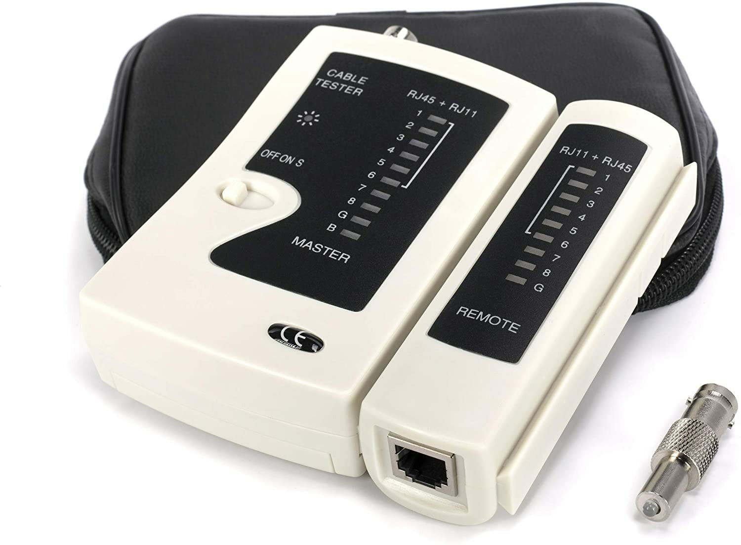 Universal Network Cable Tester Tool, BNC, RJ45, RJ11 (3-in-1) Multi-Tester White