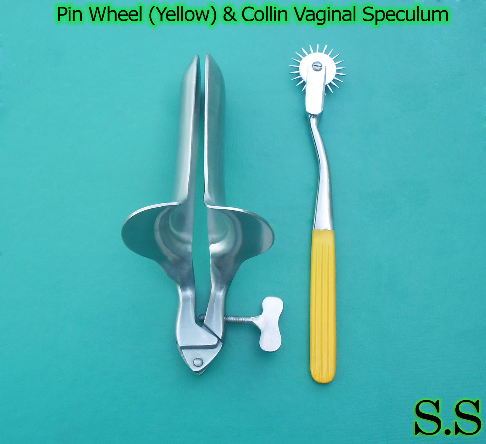 Wartenberg Pin Wheel (Yellow) Color & Collin Vaginal Speculum Medium
