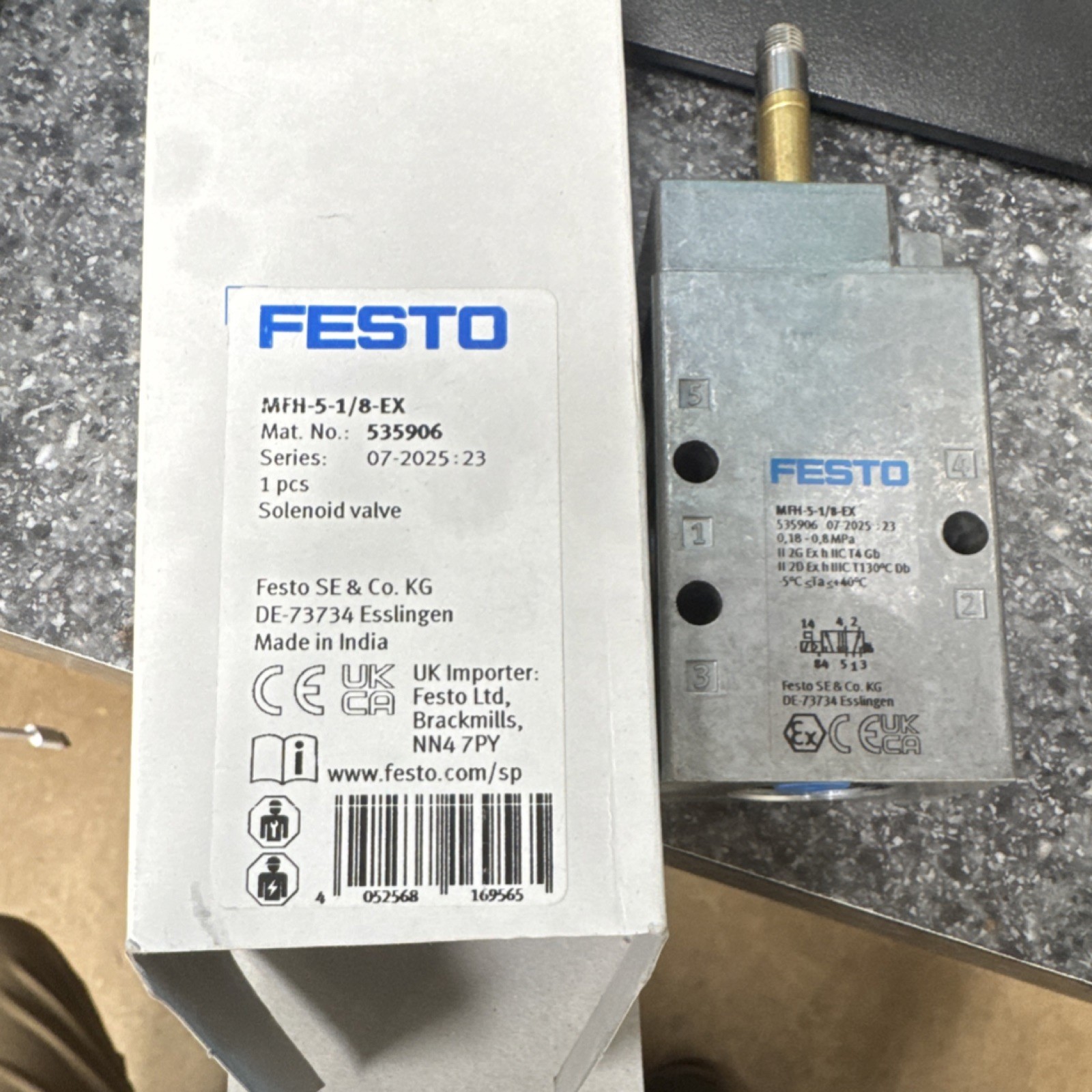 Festo MFH-5-1/8-EX Solenoid Valve 535906 Air Suitable