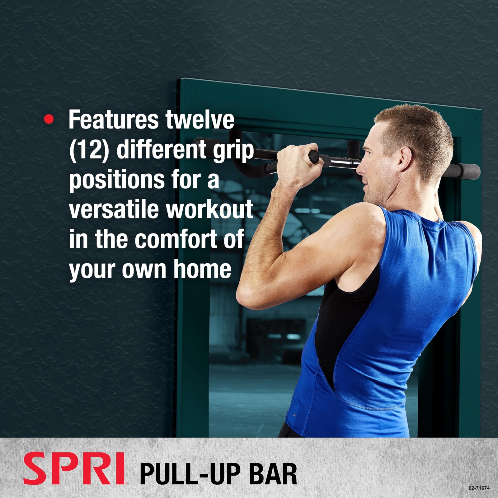 SPRI Pull Up Bar - 8-Grip Door Frame Mounting Pull-Up Bar for Versatile Work...