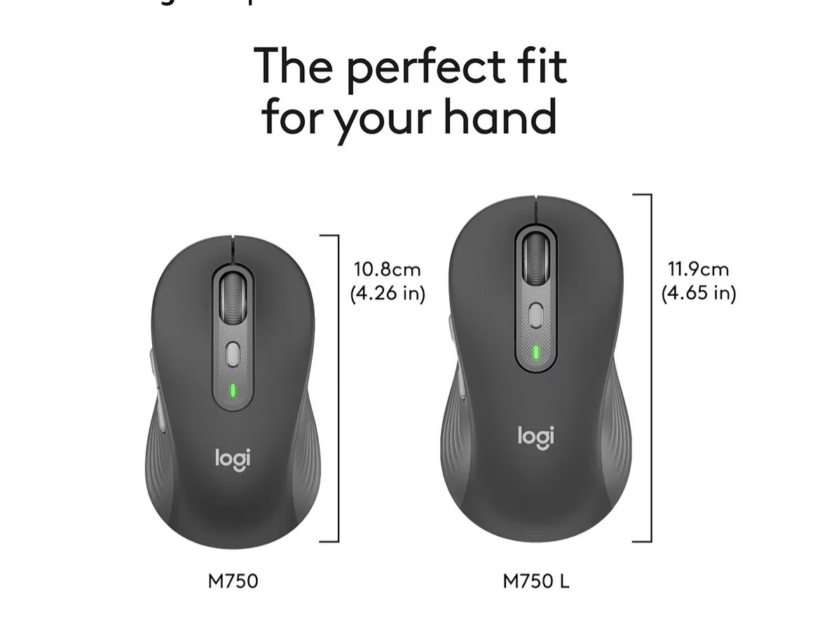 Logitech Signature plus M750 L Wireless Mouse - for Large Hands, Smartwheel, Blu