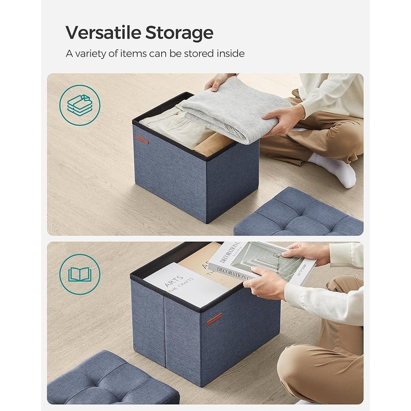 Folding Storage Ottoman Multifunctional Organizer Living Room Bedroom Entryway