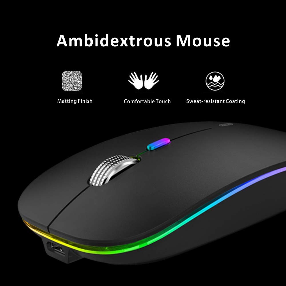 LED Wireless Mouse, G12 Slim Rechargeable Silent Mouse, 2.4G Portable USB Opt...