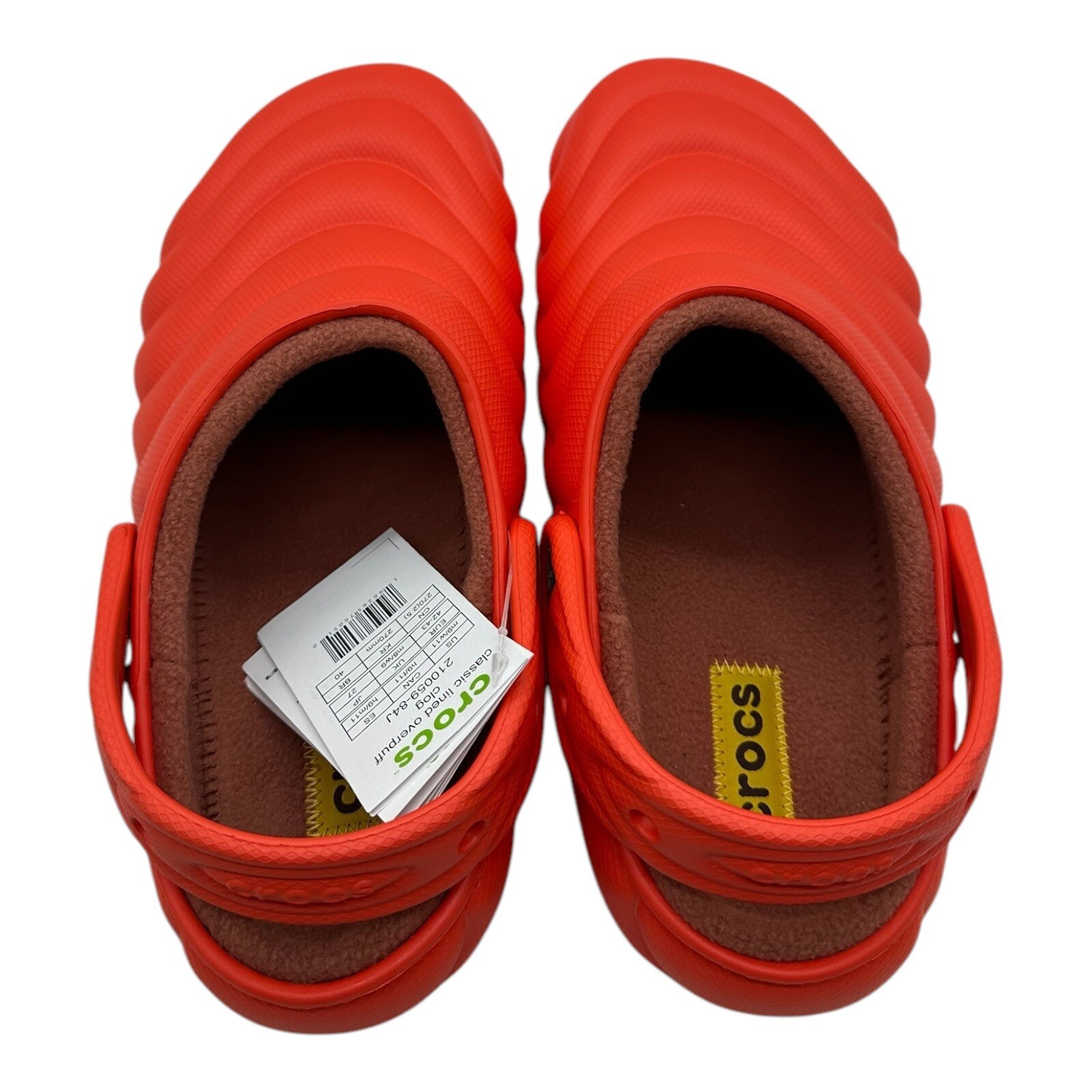 Crocs Classic Lined Overpuff Clogs Mens Size 9 Womens 11 Lava Orange 210059-84J