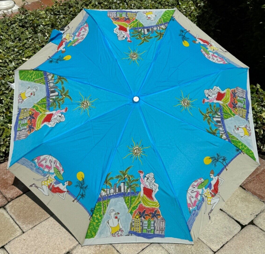 TOTES AUTOMATIC OPEN CLOSE UMBRELLA MIAMI TURQUOISE RETAIL-$28 NWT