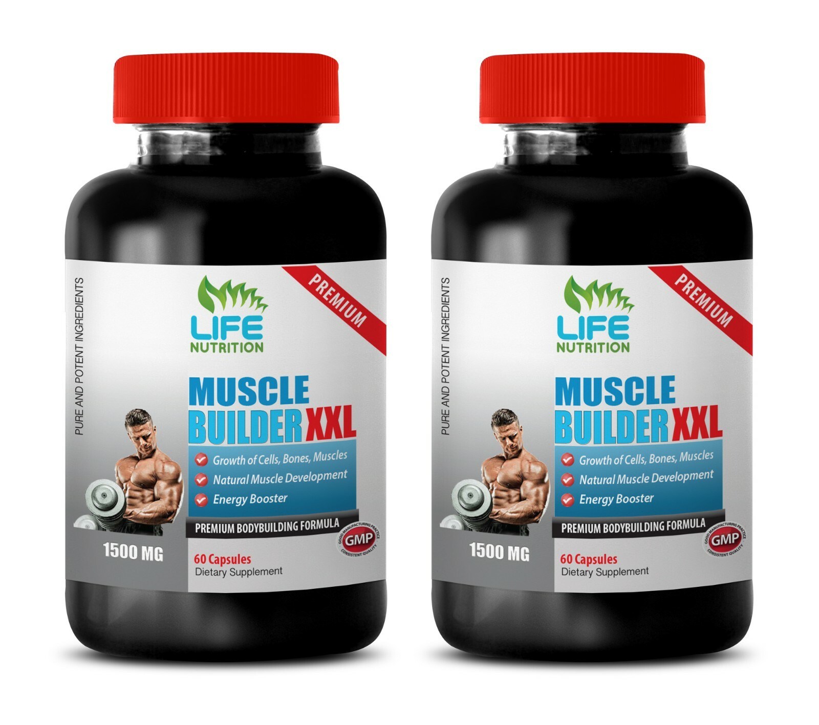 Reduces Inflammation Caps - Muscle Builder XXL 1500mg - L-Arginine Tablets - 2B