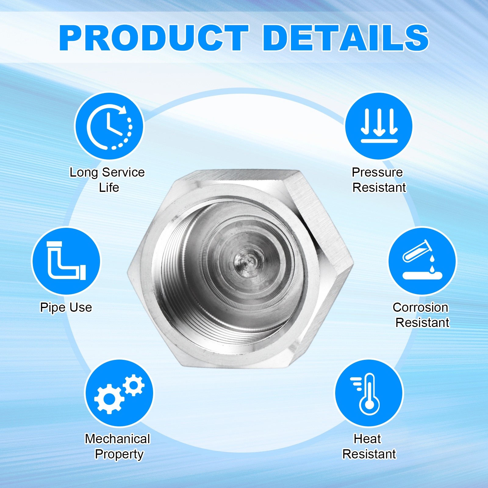 2-Pack Hex End Cap, 3/4 Inch g Female Thread Pipe Fitting