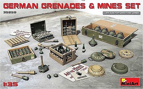 Mini-Art WWII German Grenades amp; Mines Set - Plastic Model Military Kit