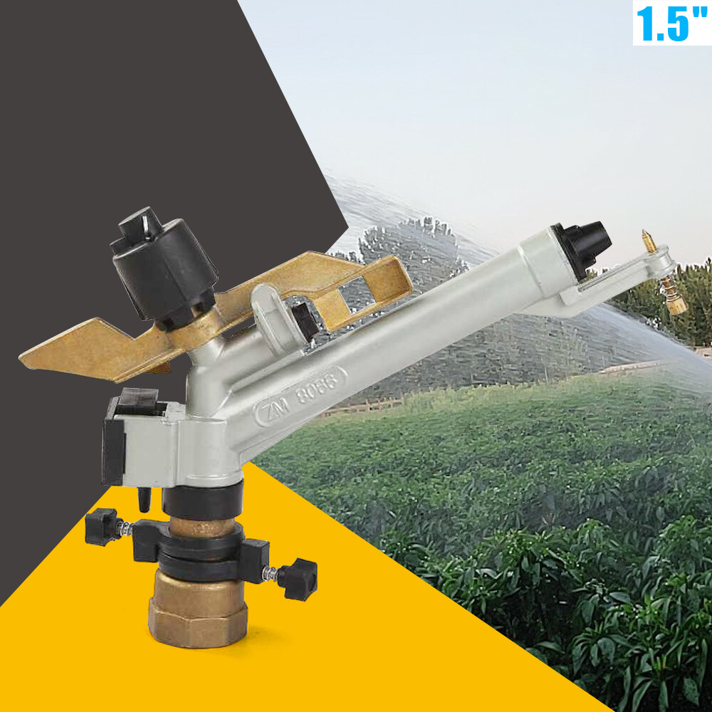 Rain Spray Gun Large Area Water Irrigation Impact Sprinkler 360° Adjustable 1.5"