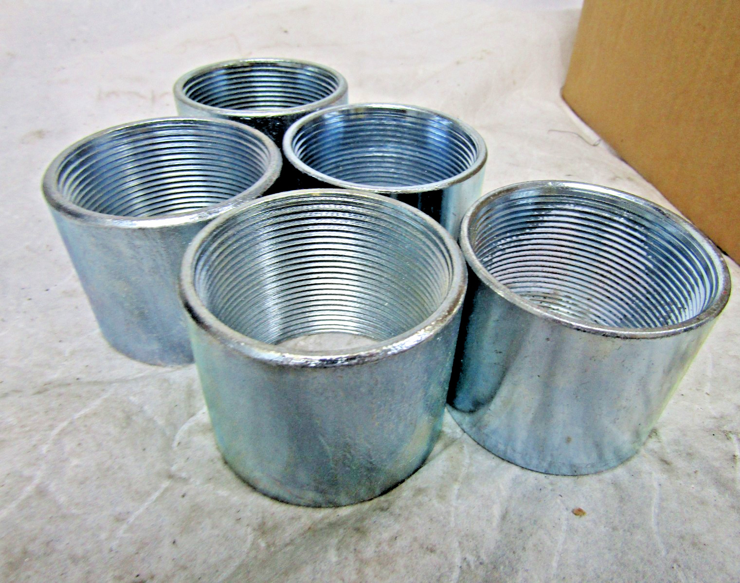 ✌️5) NEW 2" GALVANIZED RIGID STEEL THREADED CONDUIT PIPE COUPLING LOT OF  5