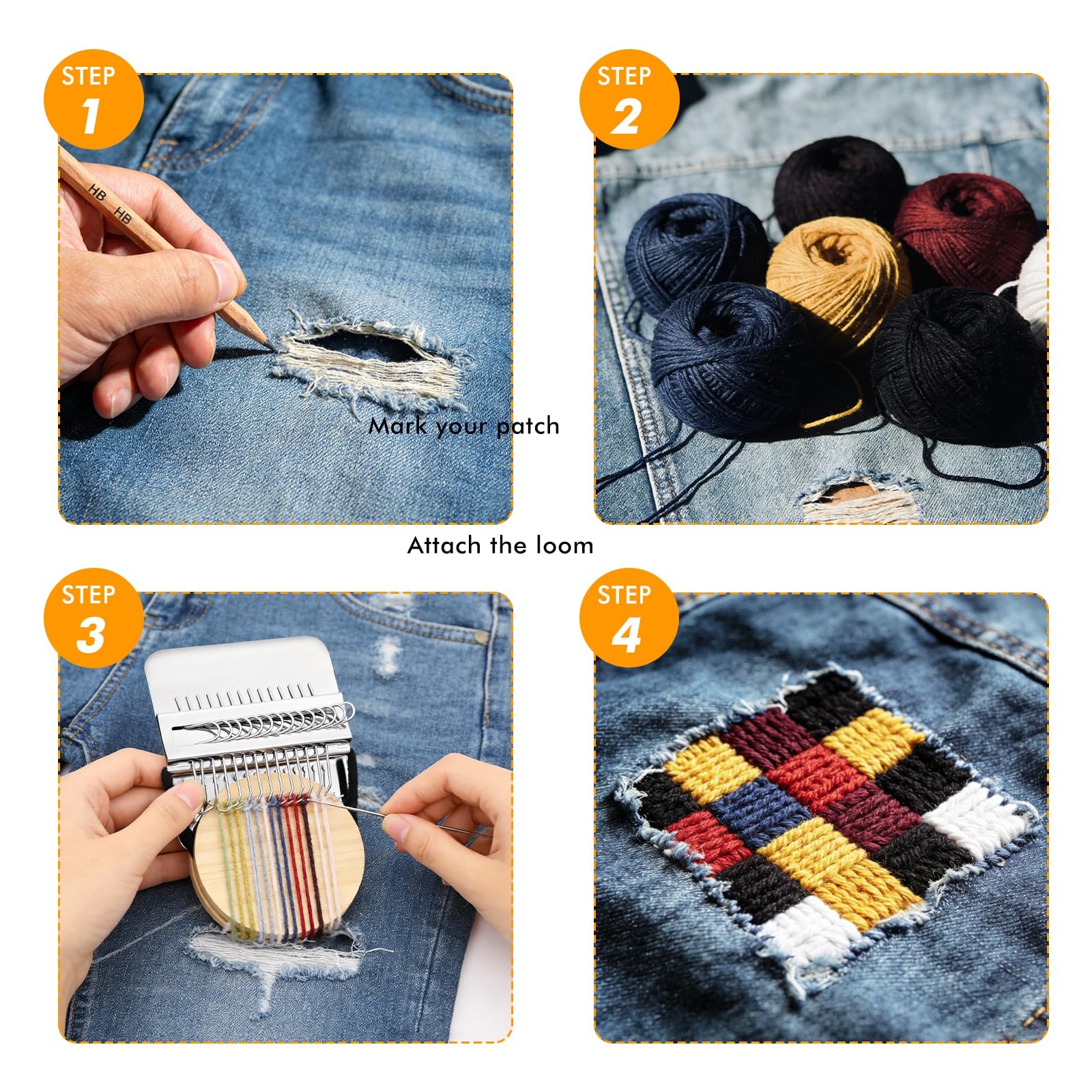 PatchMaker 2.0 Kit, Mini Portable Patch Darning Looms Kit, Patchwork Weaving ...