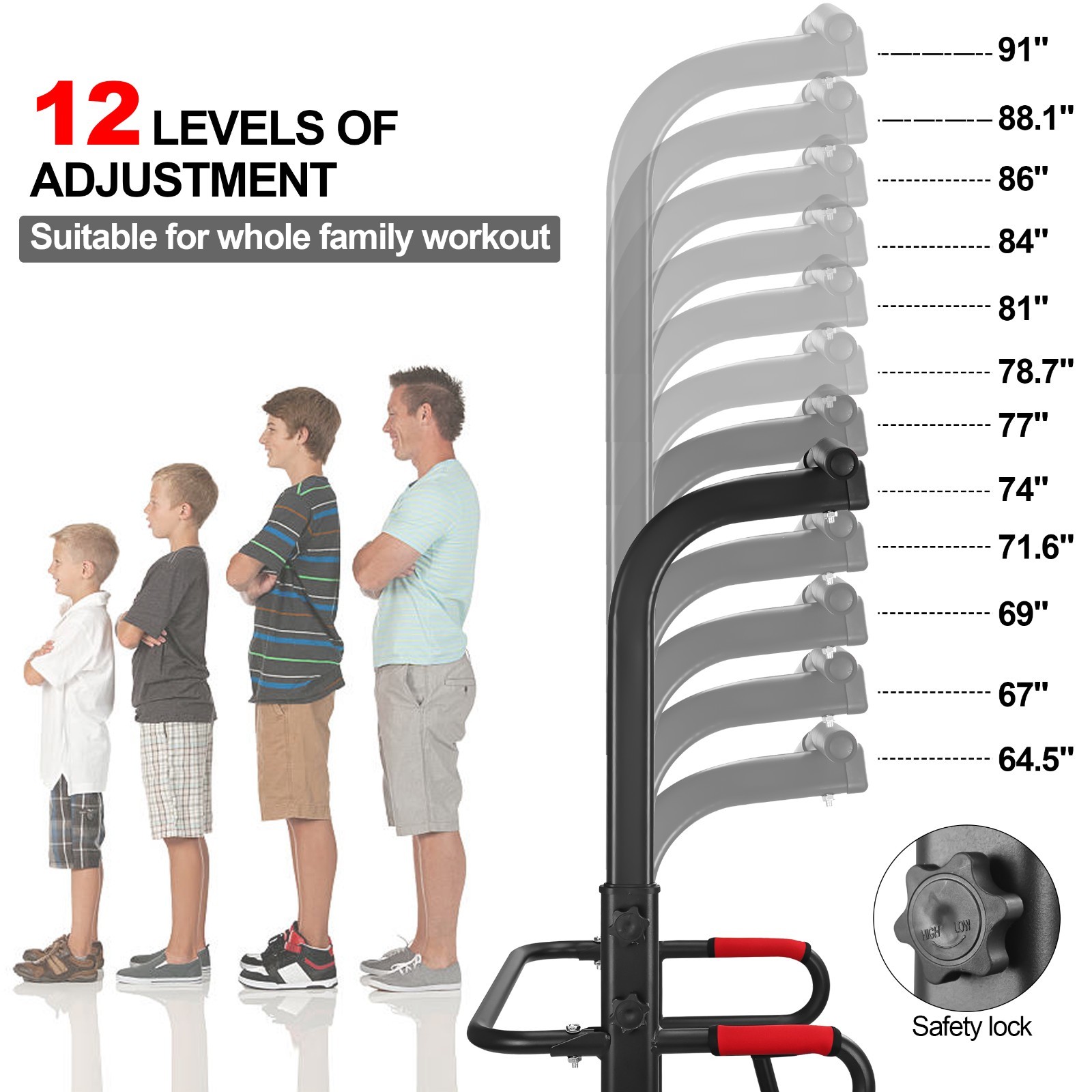 Basic Power Tower Pull Up Dip Station, Adjustable Home Gym Strength Trainer