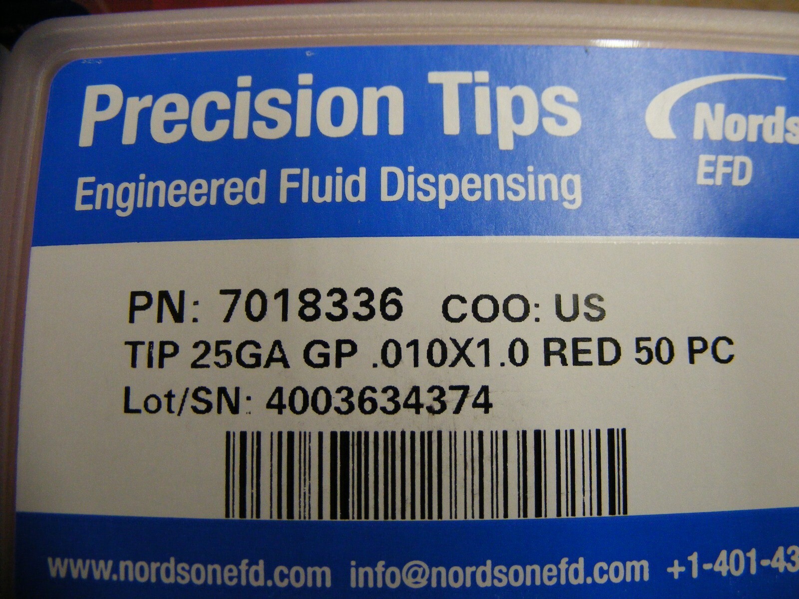 NORDSON 7018336 Red Tip 25GA .010x1.0 Qty 50 Sealed