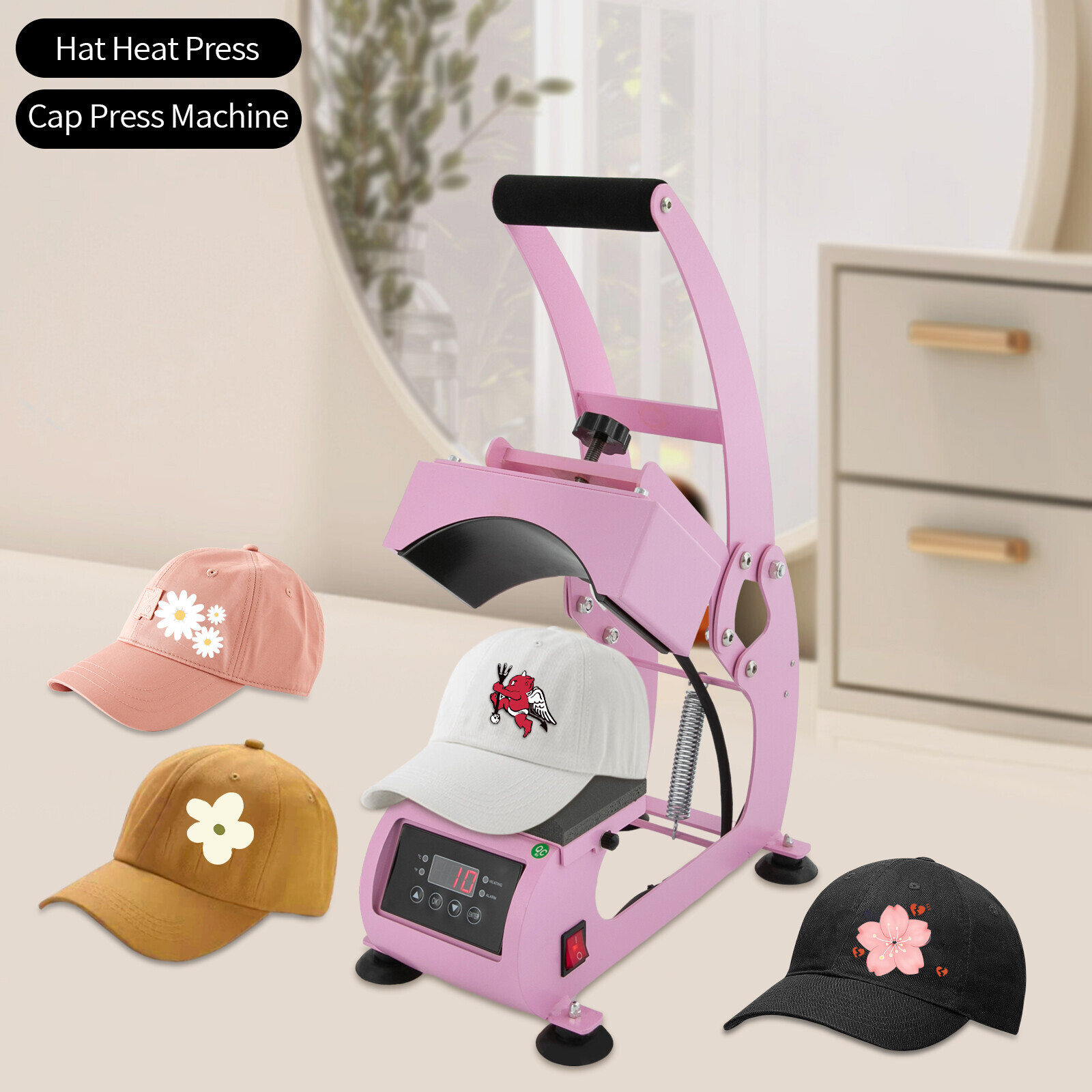 500W Hat Heat Press Machine Temperature Control Heating Plate Cap Press Machine