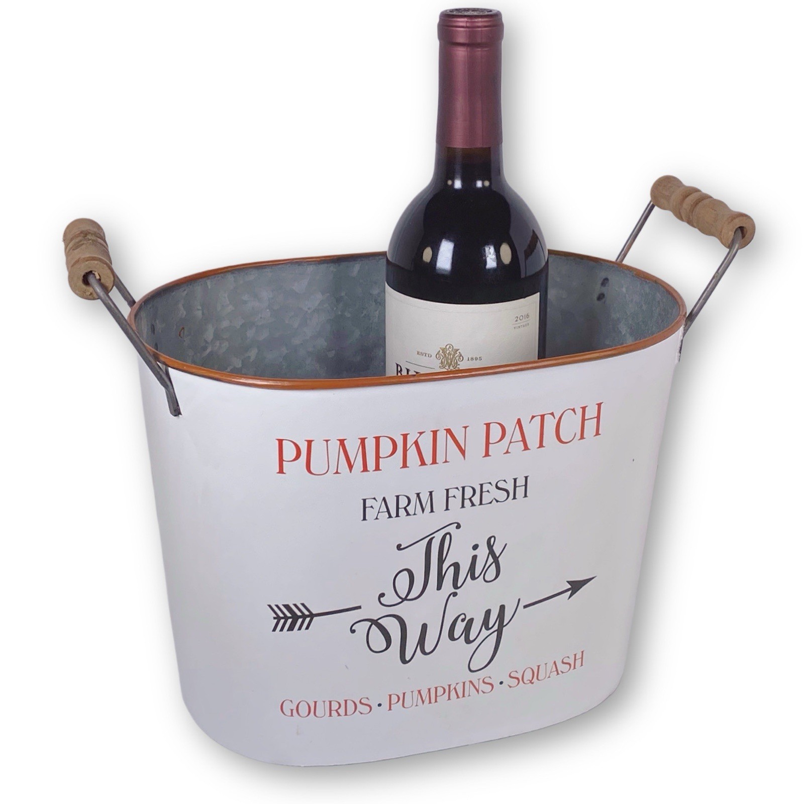 Vintage Metal Decorative Farm Fresh Pumpkin Patch Galvanized Beverage Bucket