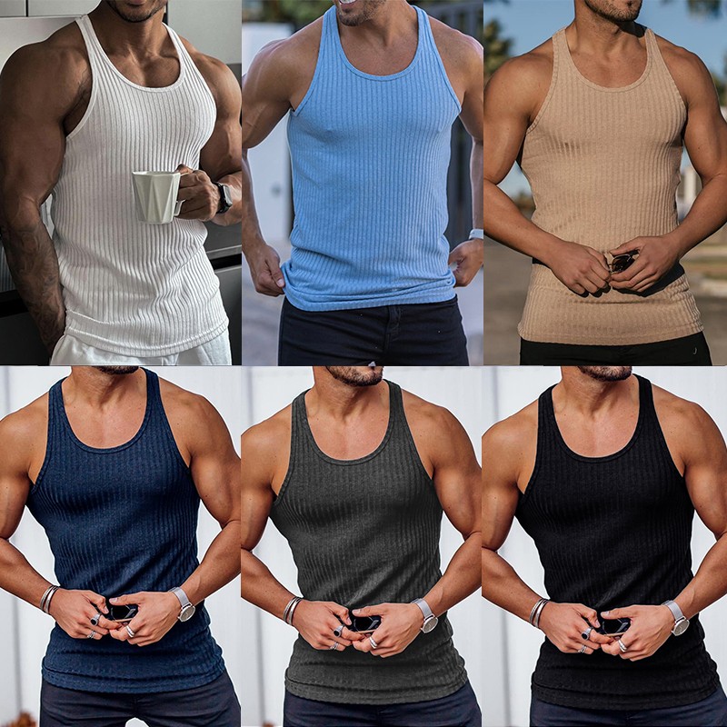 Men's Athletic Workout Tank Top Moisture Wicking Fitness Shirt Sleeveless