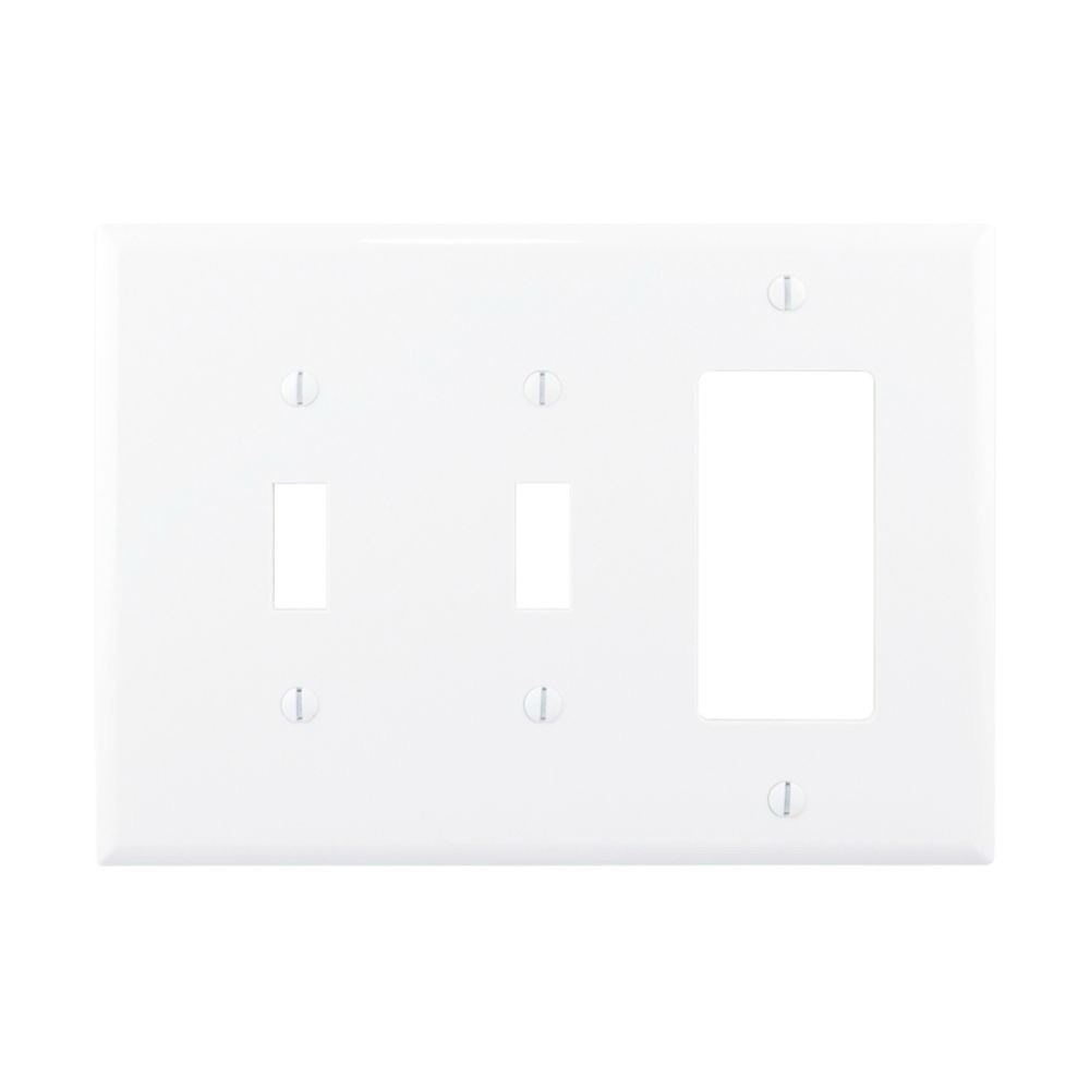 Eaton PJ226W White 3-Gang Toggle Decorator Unbreakable Mid-Size Wallplate Cover