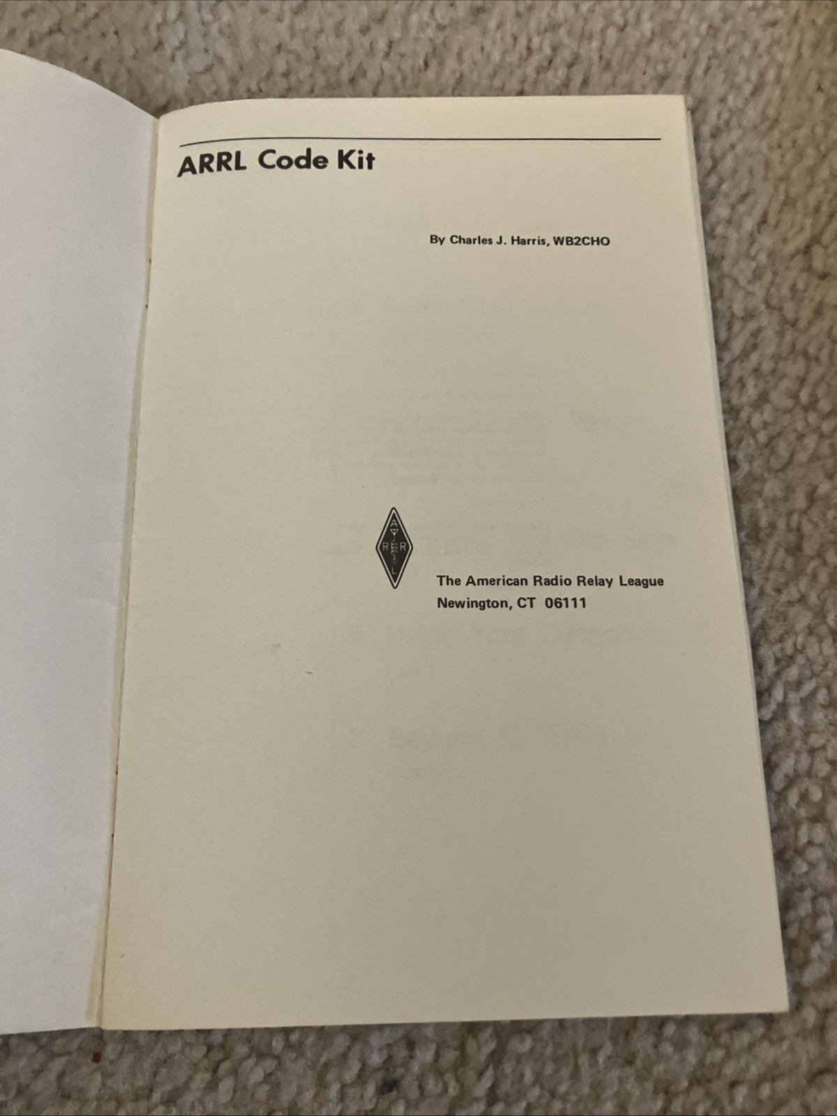 ARRL Code Kit & Code Practice Cassette Manual (No Cassettes), circa 1976