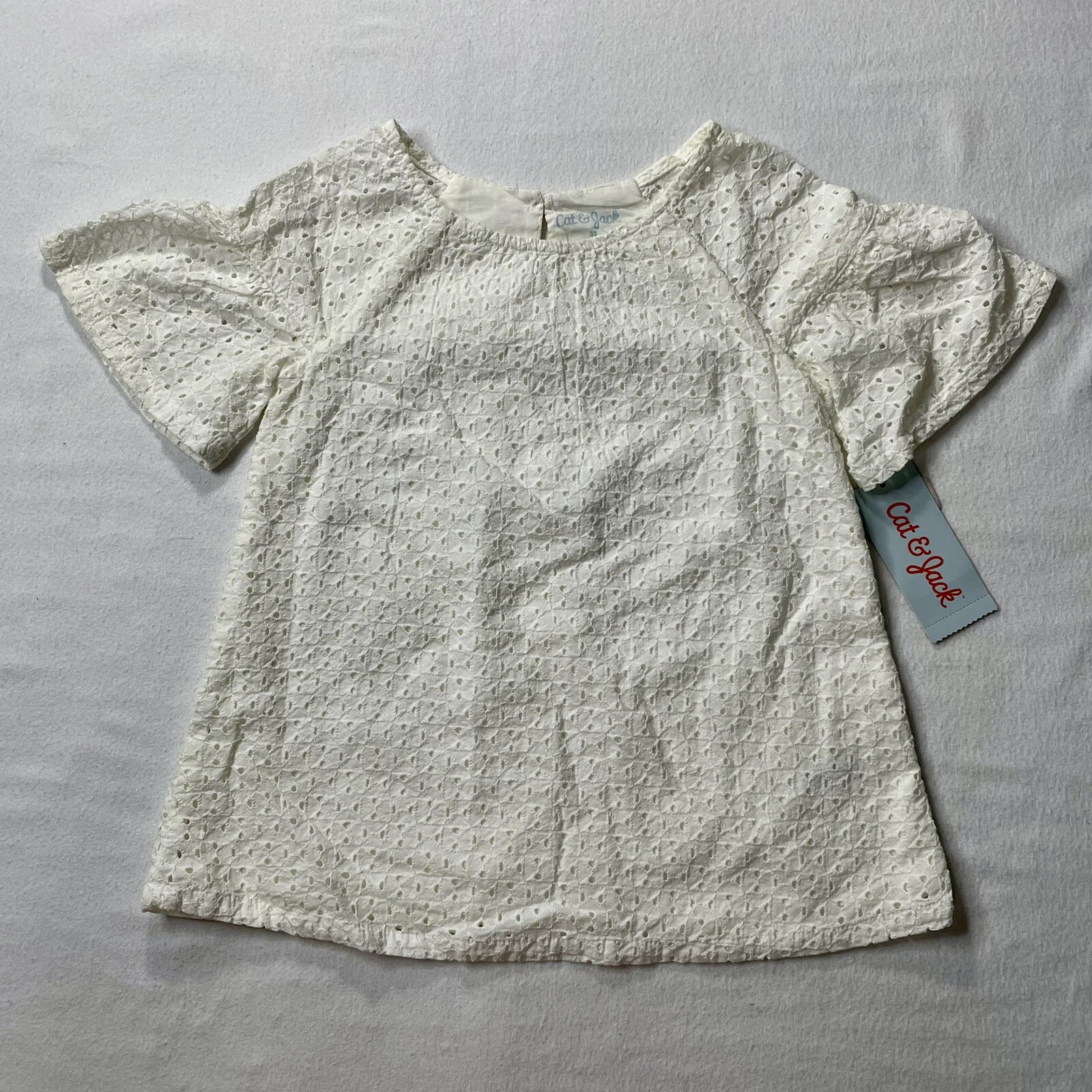 Cat & Jack Girls White Lace Blouse Sz 3T
