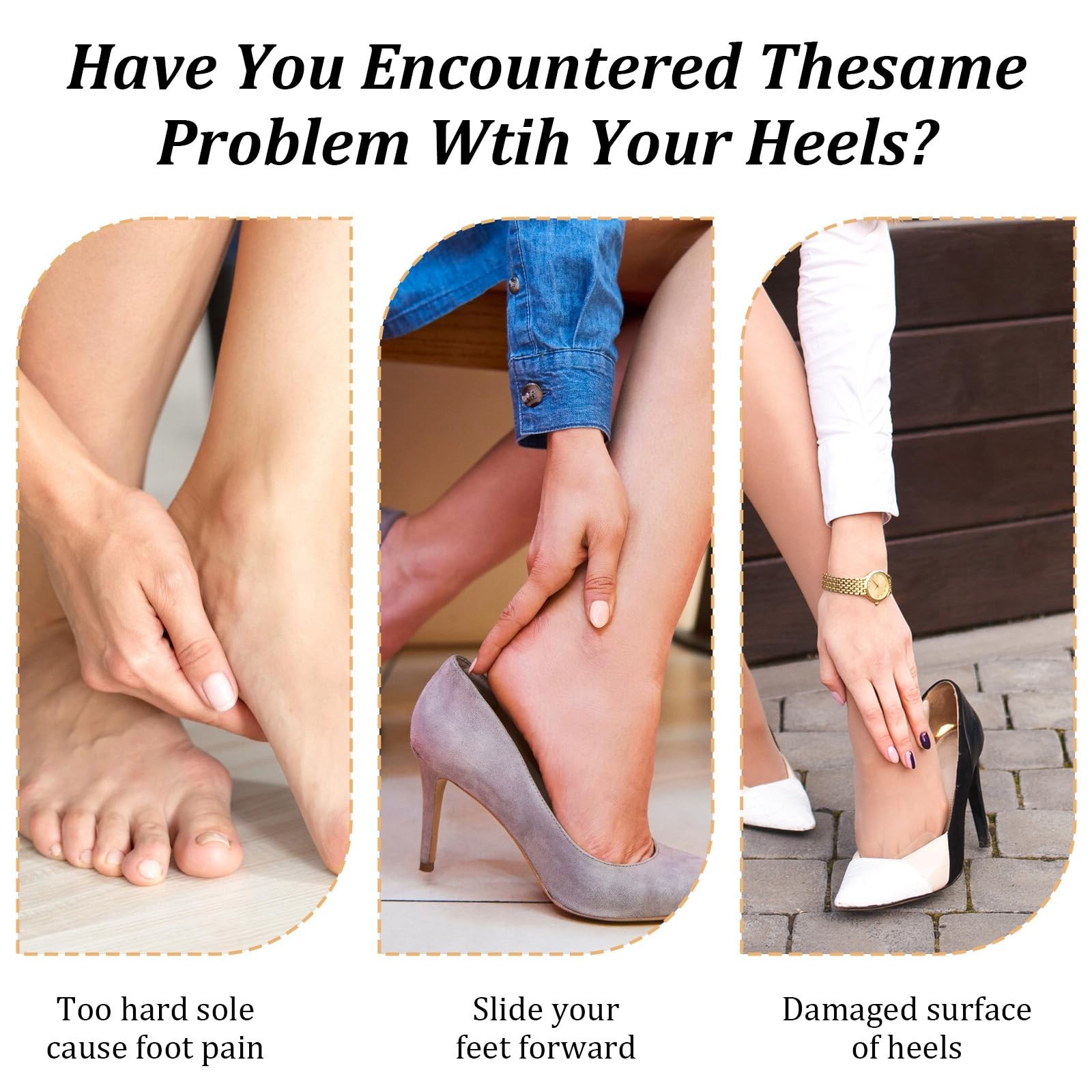 4 Pcs High Heel Cushion Inserts for Women 2 Pairs Gel Arch Support Insoles fo...