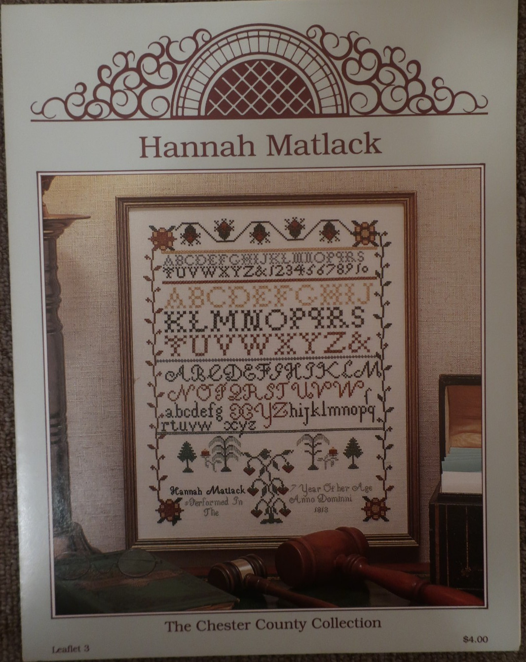 Hannah Matlack sampler leaflet #3; Chester County (PA) collection--New