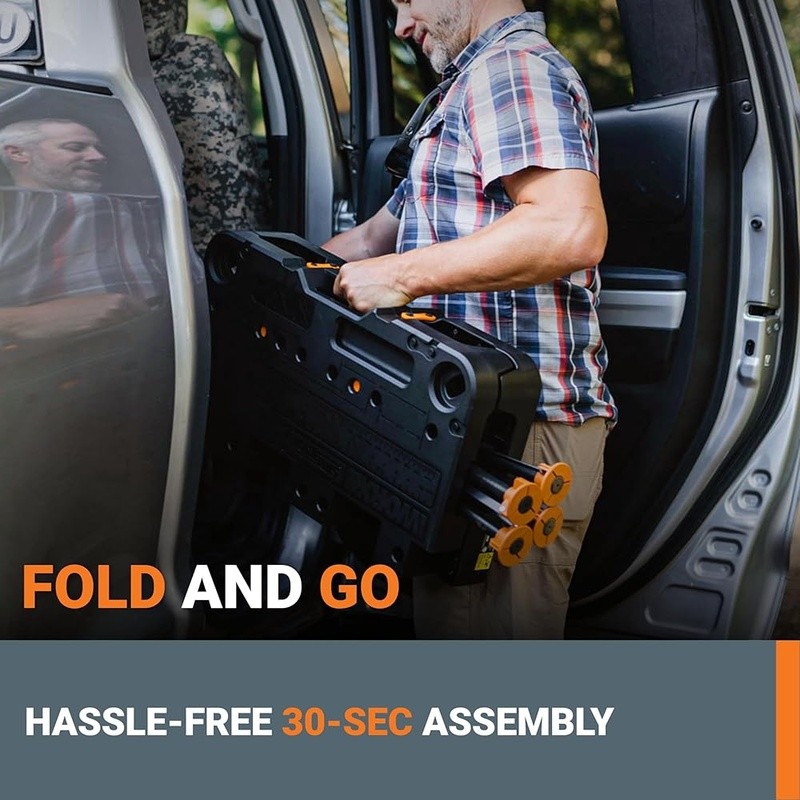Lightweight Portable Workbench 300lbs Folding Table W/ Clamps & Link Locks Black