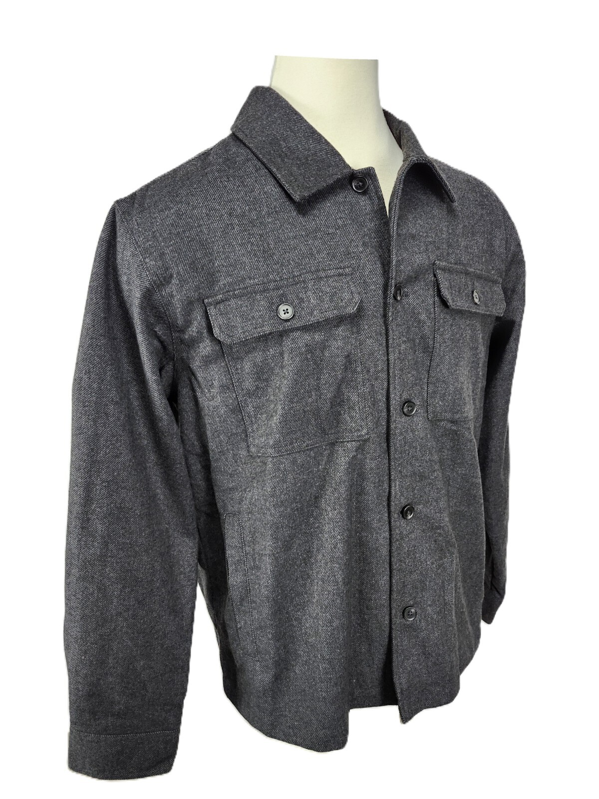 Goodfellow & Co Mens Dark Gray Solid Woven Heavyweight Shirt Jacket, Full Lining
