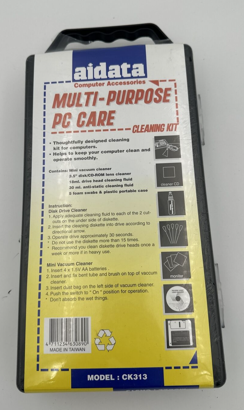 Aidata Multi Purpose PC Care Cleaning Kit - Floppy & CD - Factory Sealed