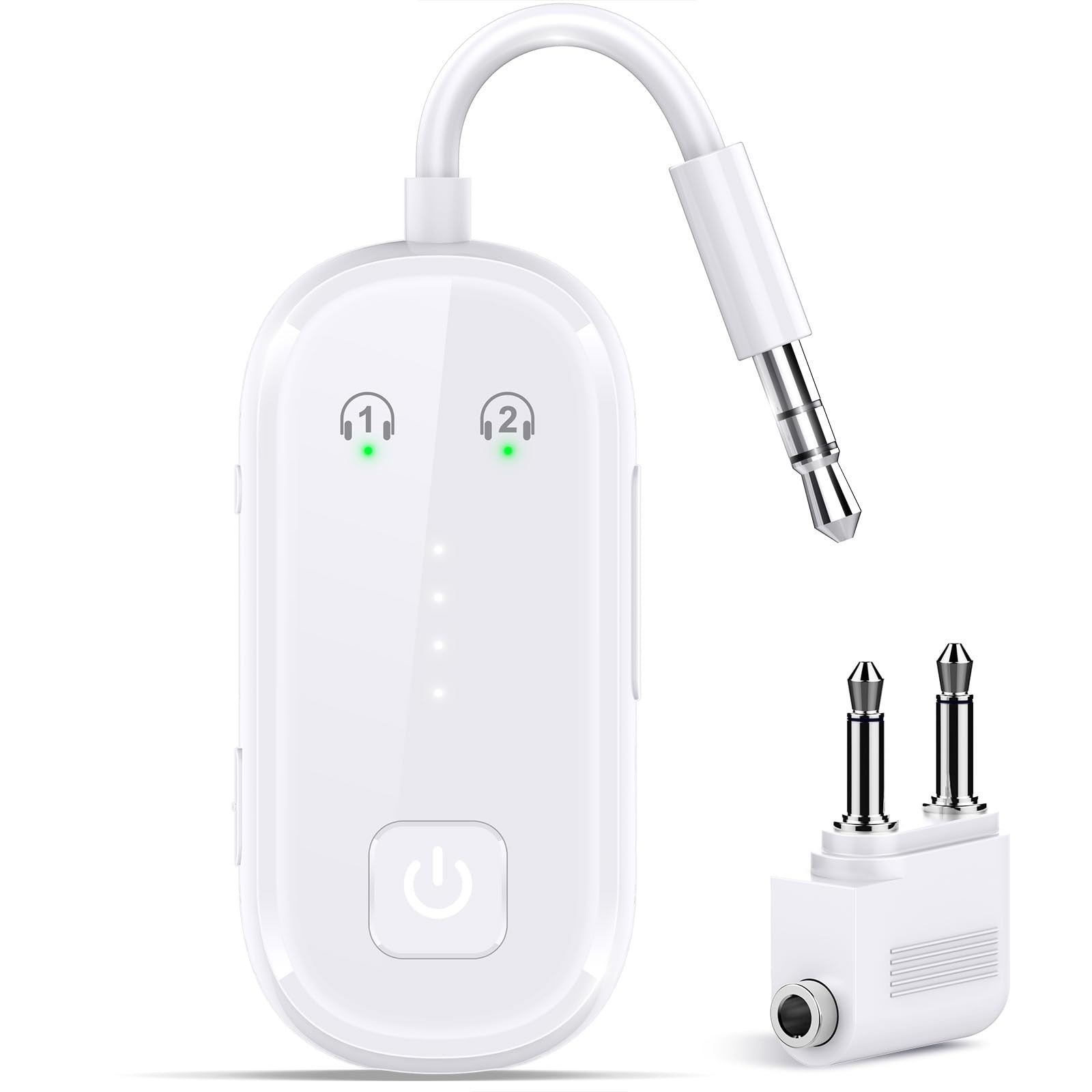 Premium Bluetooth 6.0 Transmitter Receiver,Airplane Adapter for All White