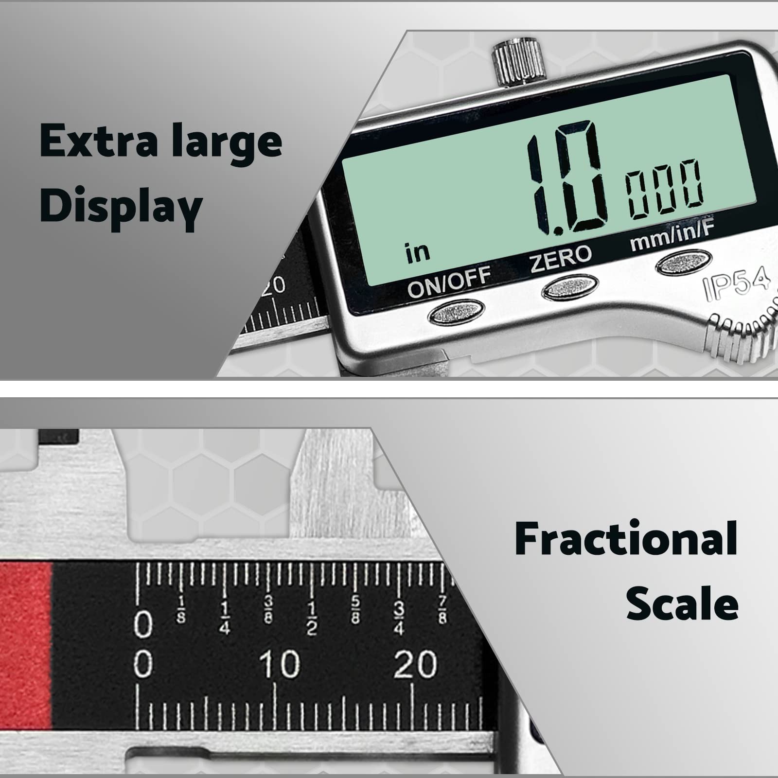 Digital Caliper Measuring Tool 6 inch with Extra Large LCD Screen DCXD6-SS-54...