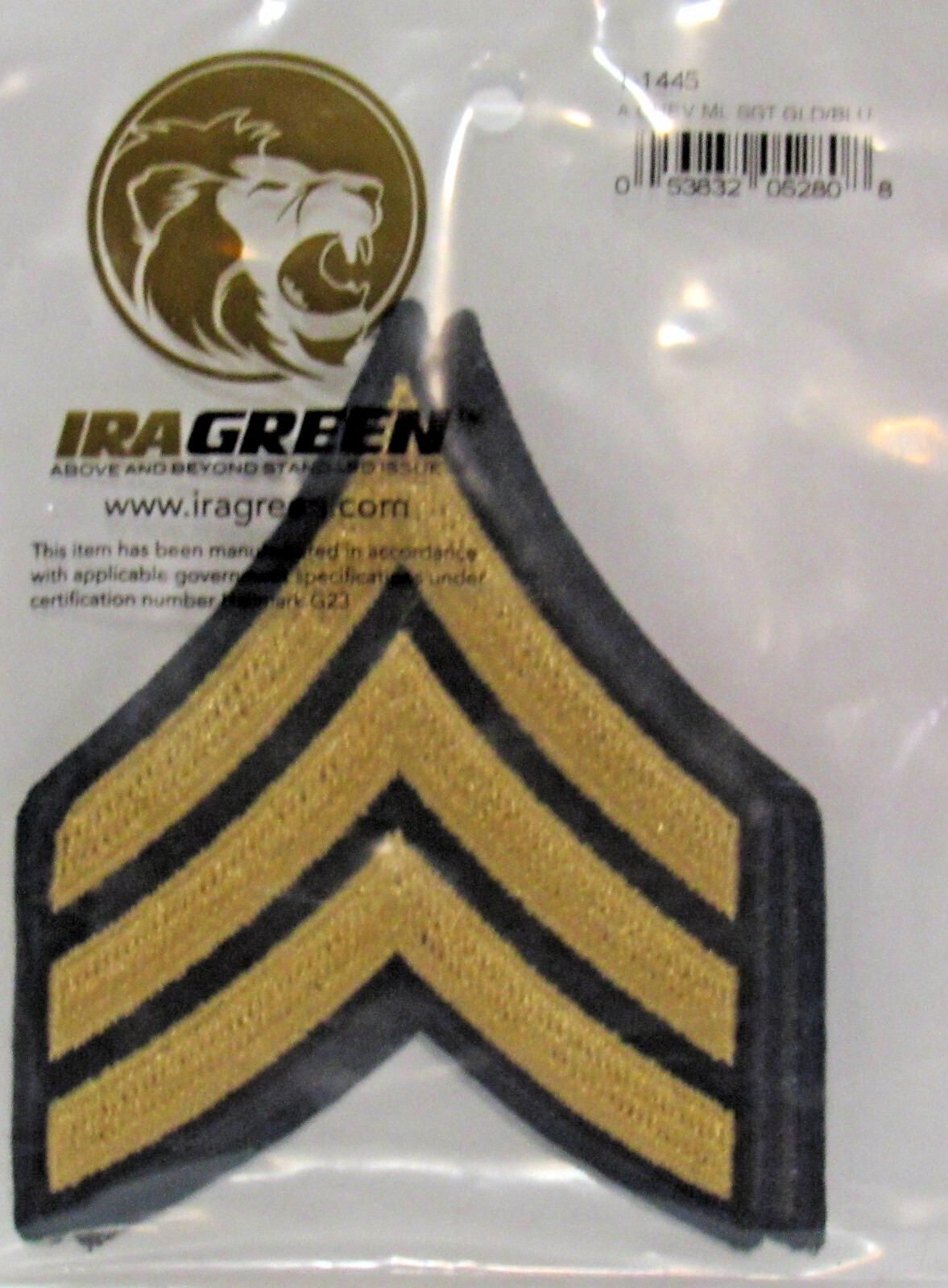SGT CHEVRONS, MEDIUM GOLD/NAVY Pair Brand New