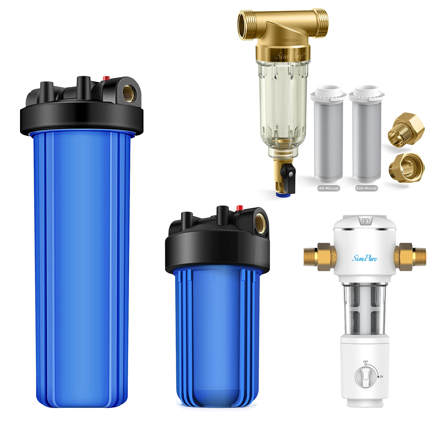 20" /10" x4.5" Big Blue Whole House Water Filter Housing fr RO Filtration System