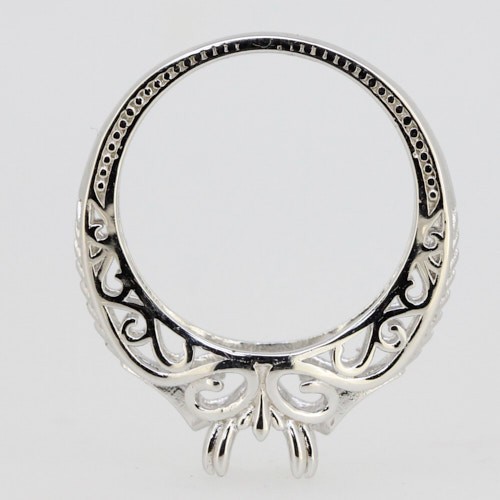 Sterling Silver Semi Mount Ring Setting Cushion CU 7x7mm Filigree Style