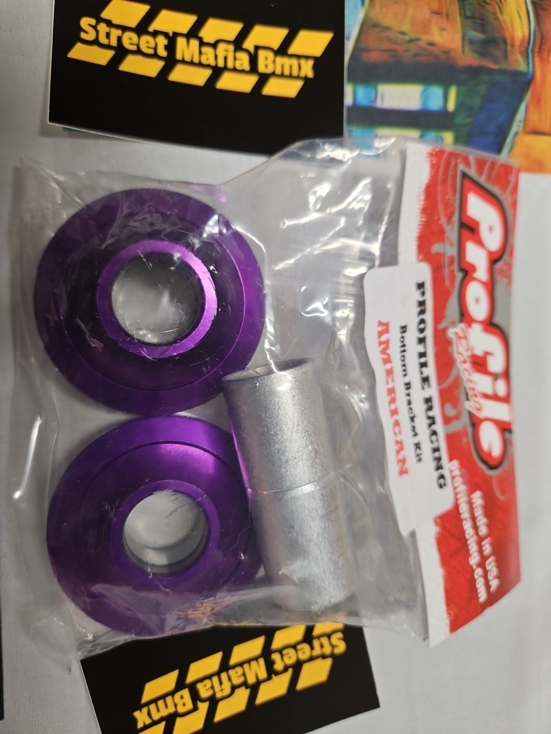 Profile BMX Bike 19mm x USA PURPLE Bottom Bracket KIT FIT 19mm old school USA BB
