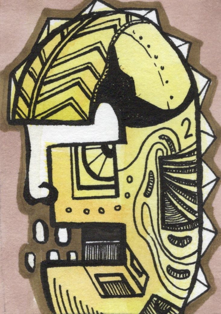ACEO Original Art - DOME - Ooak surreal expressionism card by Kiefer Moore
