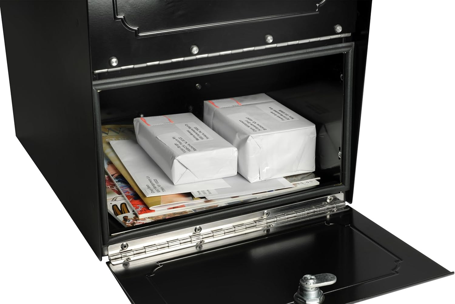 Oasis Classic Locking Post Mount Parcel Mailbox with High Security, Black