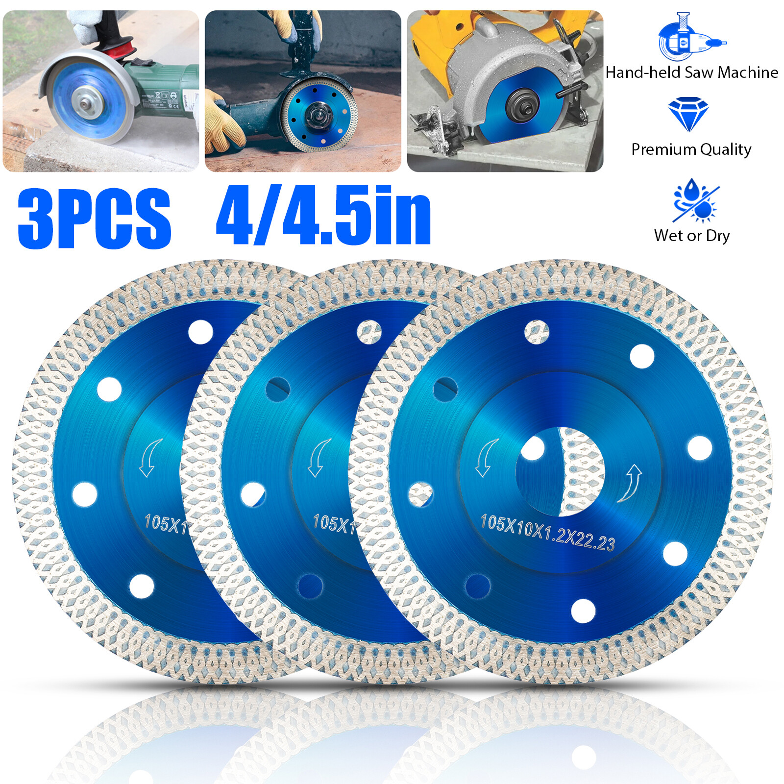 4/4.5inch Porcelain Tile Turbo Diamond Dry Cutting Saw Blade/Disc Grinder Wheel