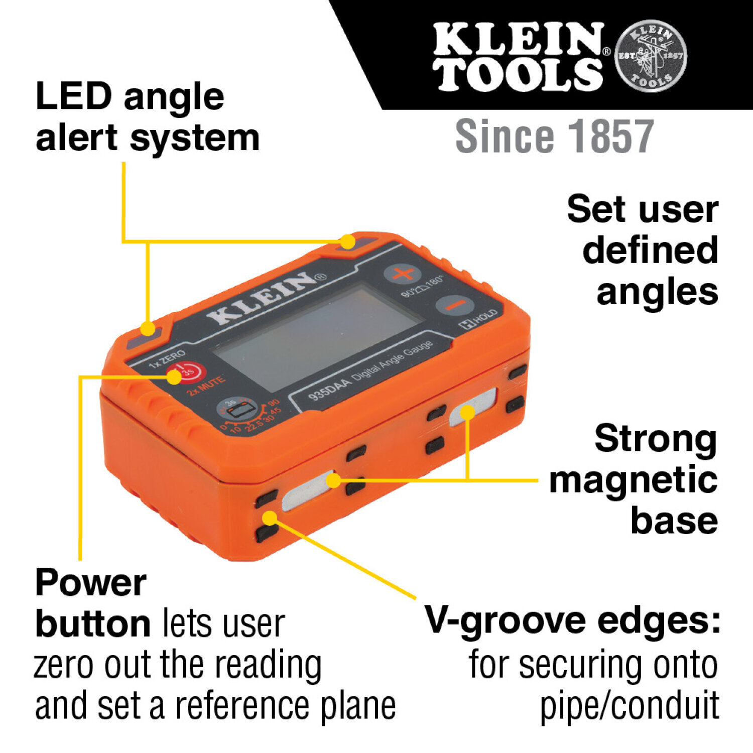 Klein Tools 935DAA Digital Angle Gauge with Angle Alert