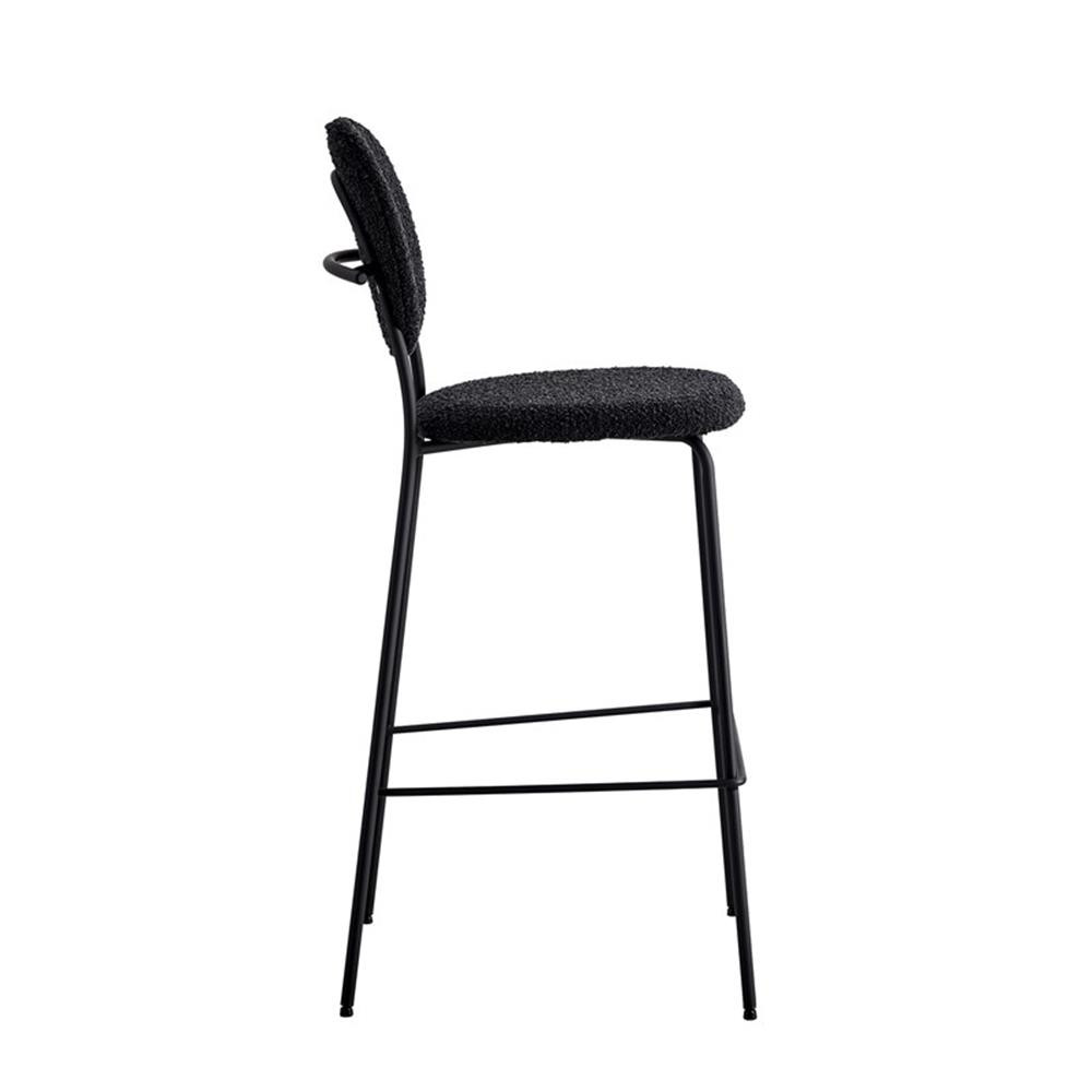 Pemberly Row Modern Boucle Bar Height Stools (Set of 2) in Black