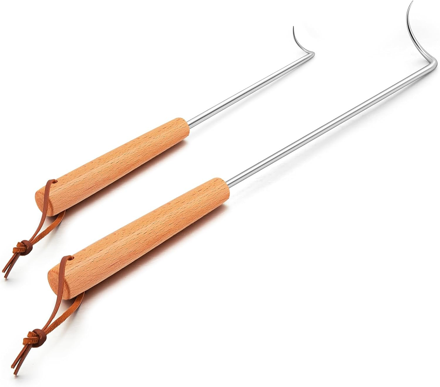 Pigtail Food Flipper 2Pcs, Hasteel 12 & 17 Inch Meat Turner Hook, Stainless Stee