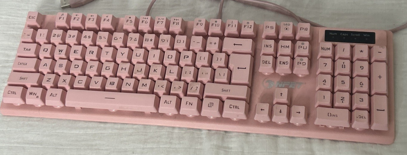 NPET K10 Wired Gaming Keyboard LED Backlit Pink USB Wired Elle Woods