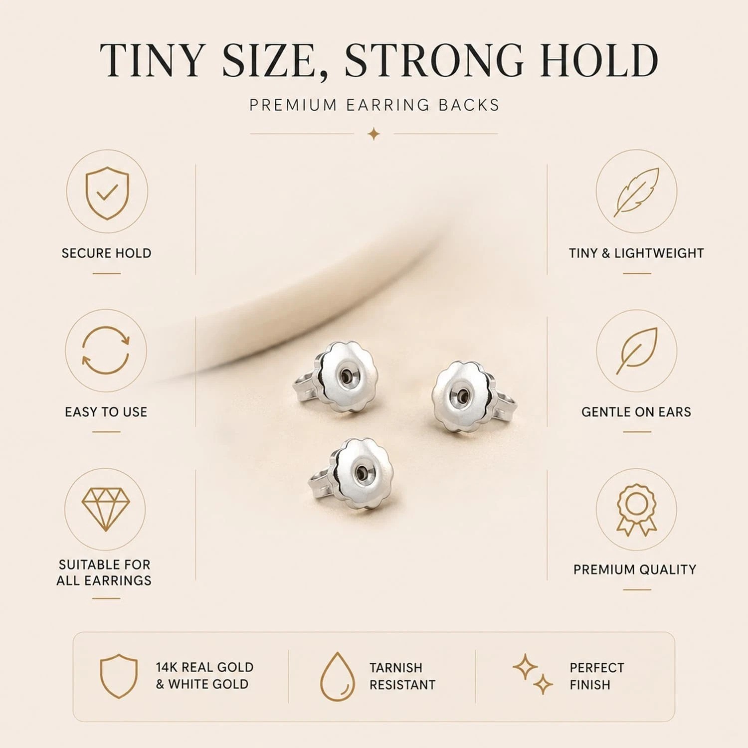 High-Quality White Gold Earring Back Replacements