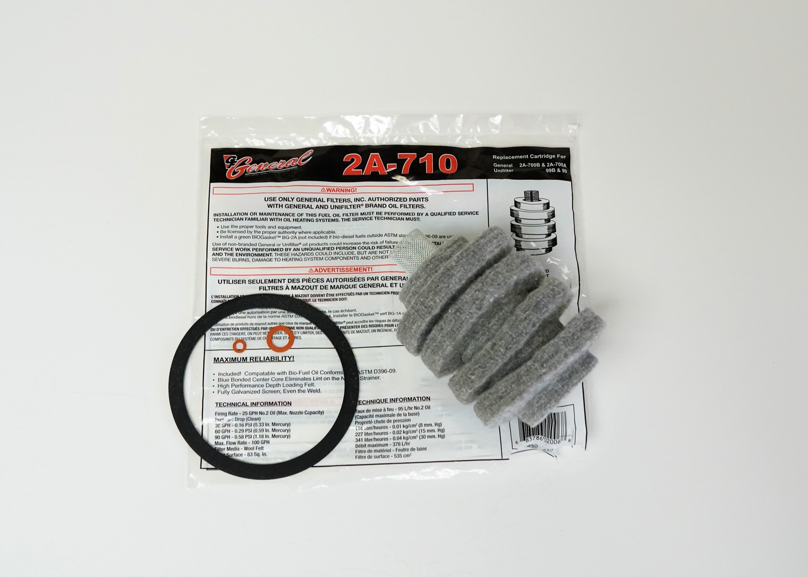2A-710 General Furnace Fuel Oil Filter Wool Felt for 2A-700a 99 XF-1 S-252 F-400