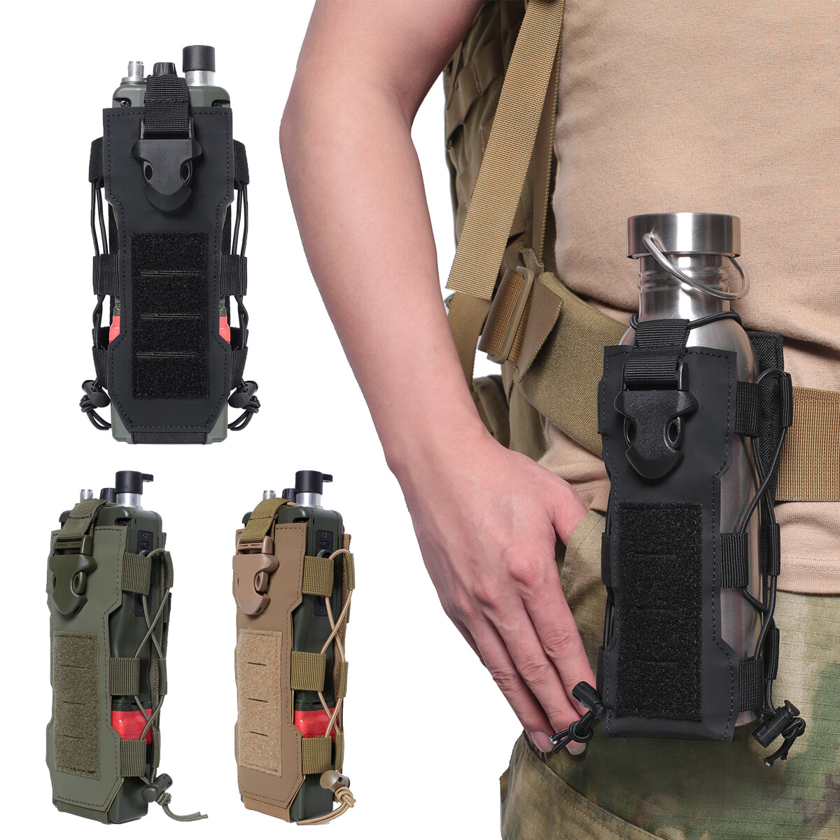 Tactical Molle Water Bottle Bag Military Outdoor Hiking Belt Holder Kettle Pouch