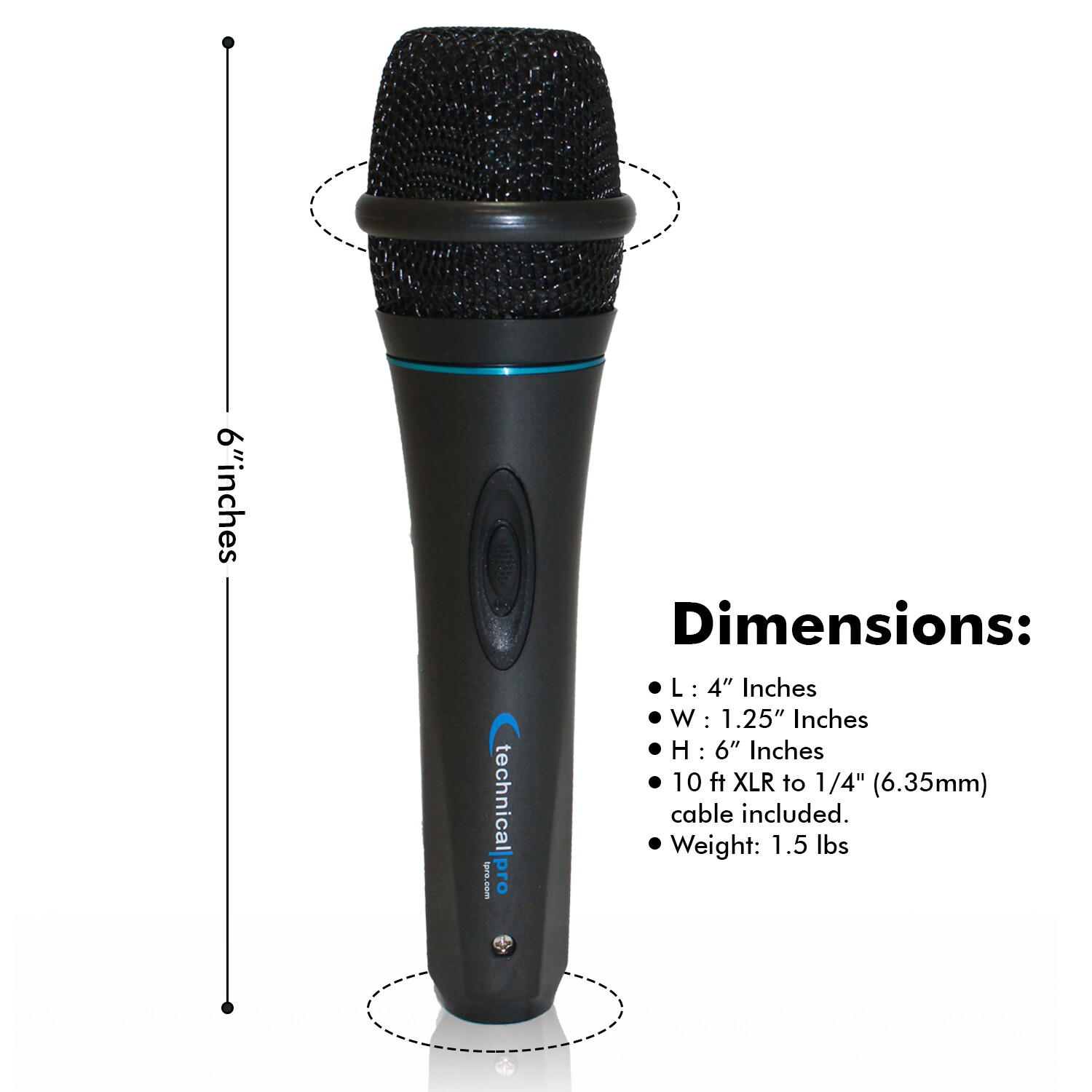 Qty 6 Professional Portable Microphone with Digital Processing 10Ft Cable Wire