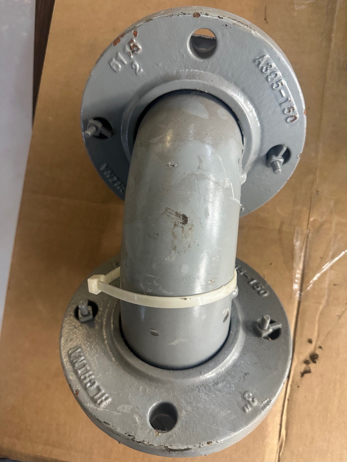 Resistoflex PTFE Lined 3" 150# Class Slip Flange 90 Degree Elbow Ductile Iron