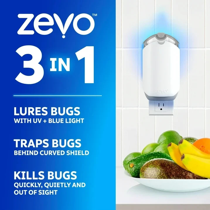 Zevo Flying Insect Indoor Fly Trap Full Size: Easy, Mess-Free Solution - Light T