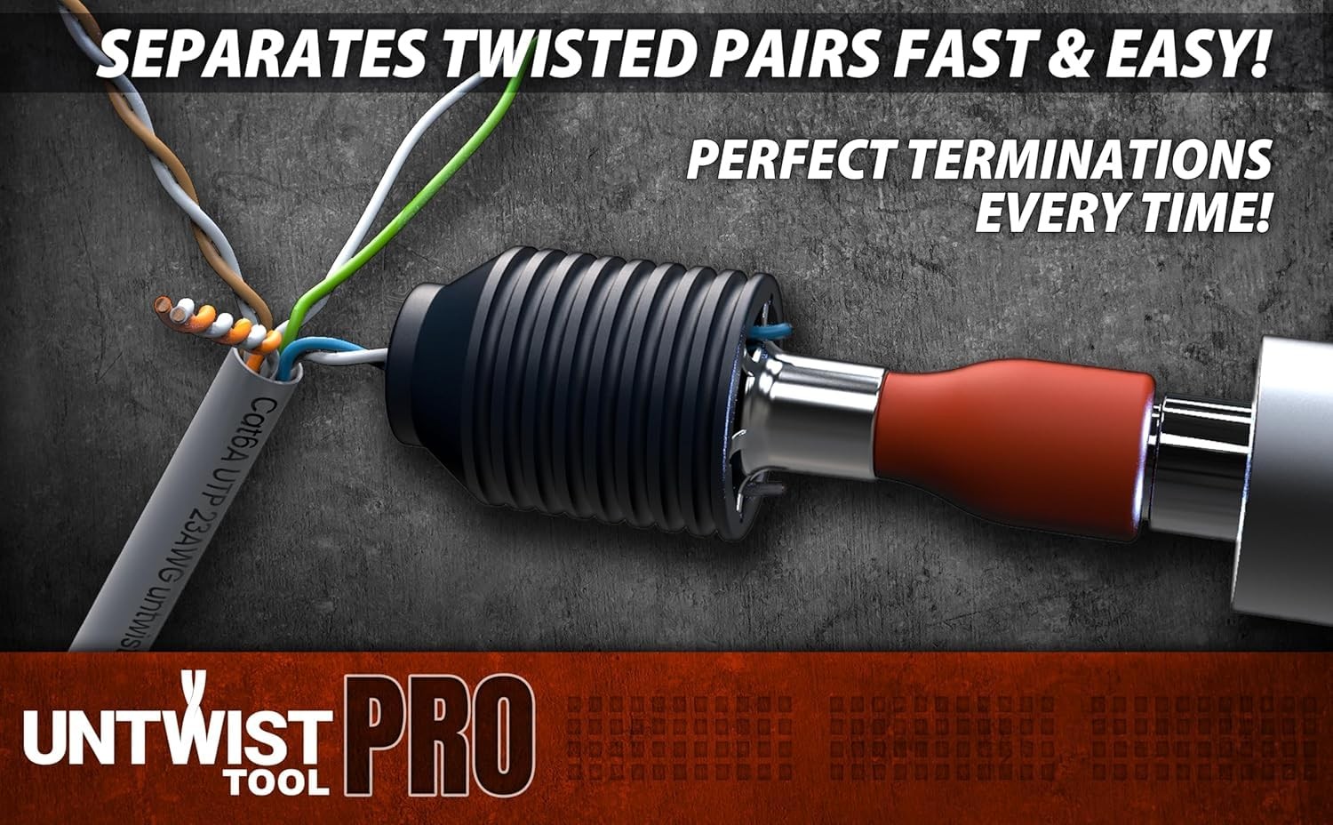 Untwist Tool PRO-COMBO Quickly Separates CAT5e, CAT6, CAT6A, & CAT7 (USB-C)