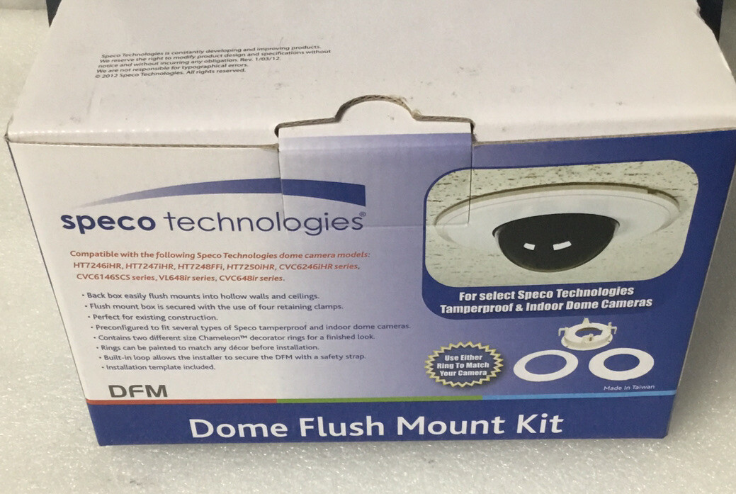 Speco Technologies DFM Tile Ceiling Flush Mount Kit For Dome CCTV Cameras NEW!